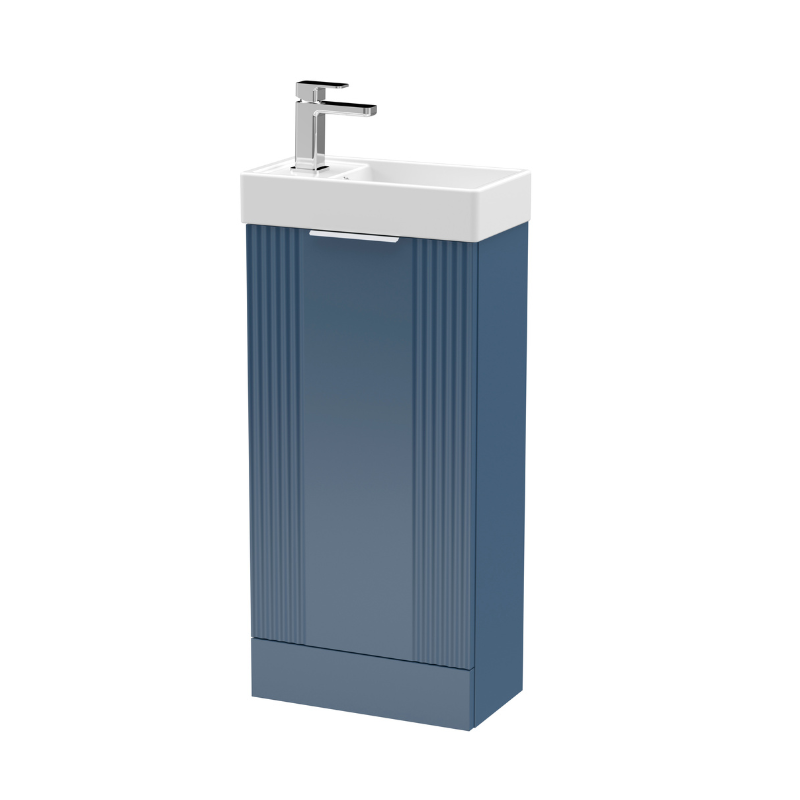 Nuie Deco 400mm Satin Blue Floor Standing Cabinet & Basin