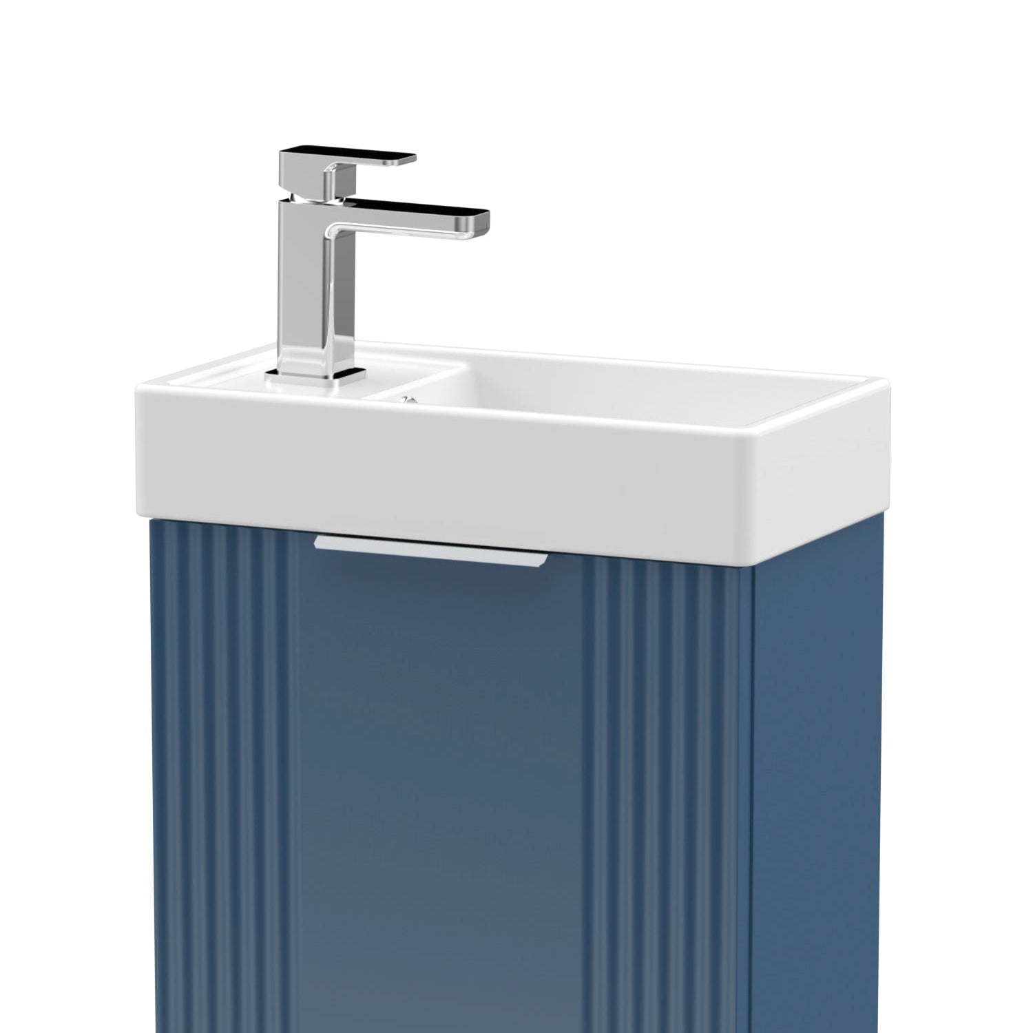 Nuie Deco 400mm Wall Hung Cabinet Satin Blue & Basin