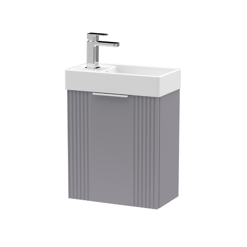 Nuie Deco 400mm Wall Hung Cabinet Satin Grey & Basin