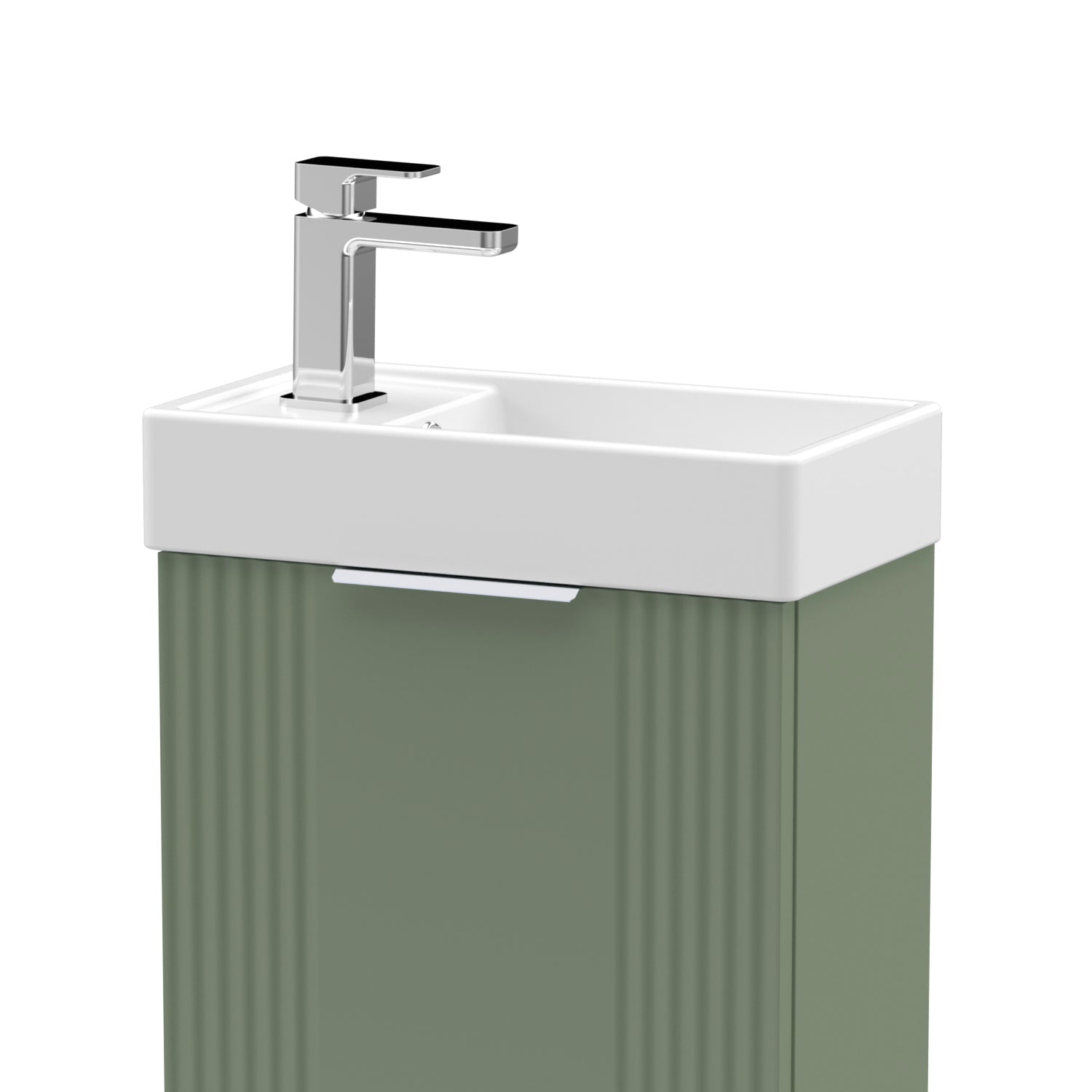 Nuie Deco 400mm Satin Green Floor Standing Cabinet & Basin