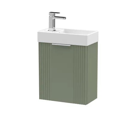 Deco Satin Green 400mm Wall Hung Cabinet & Basin