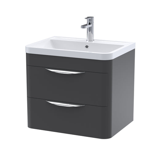 nuie 600mm wall hung 2 drawer vanity polymarble basinfpa1402, Nuie, Wall Hung Vanity Unit, 1
