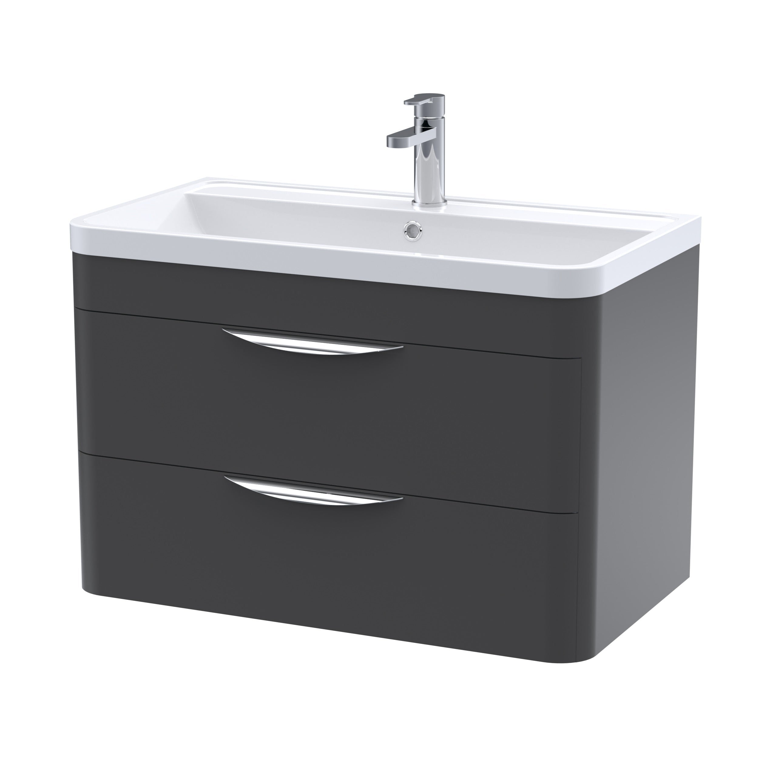 nuie 800mm wall hung 2 drawer vanity polymarble basinfpa1405, Nuie, Wall Hung Vanity Unit, 1
