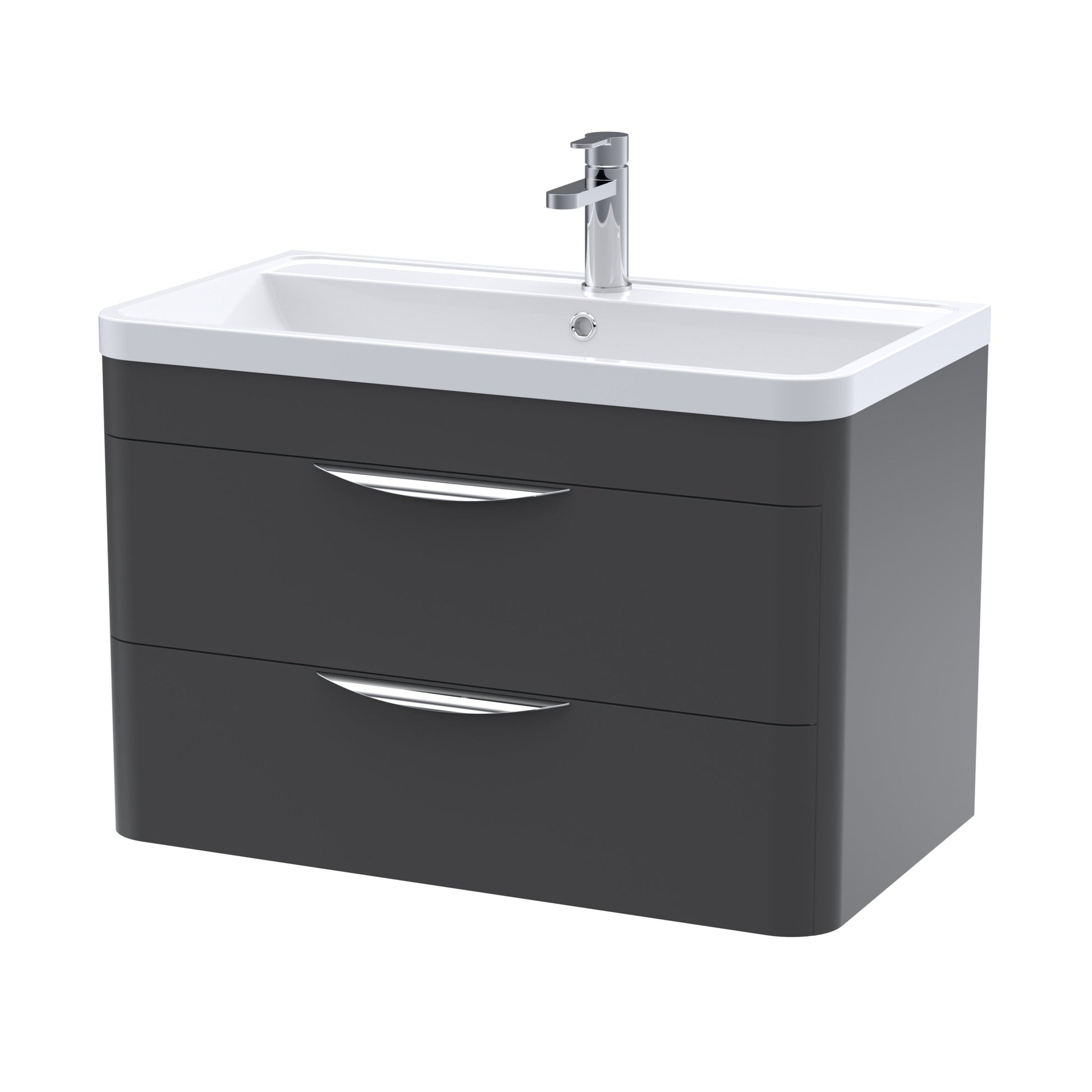 nuie 800mm wall hung 2 drawer vanity polymarble basinfpa1405, Nuie, Wall Hung Vanity Unit, 1
