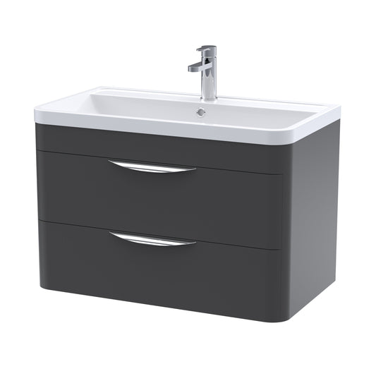 nuie 800mm wall hung 2 drawer vanity polymarble basinfpa1405, Nuie, Wall Hung Vanity Unit, 1