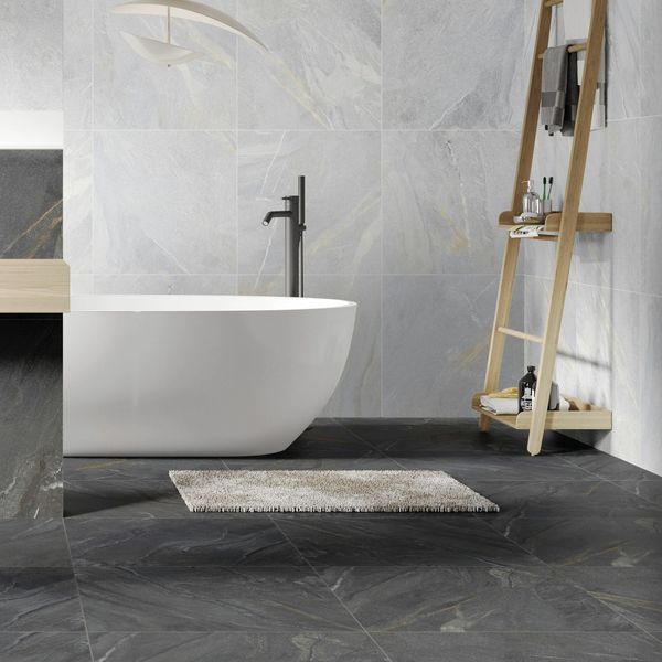 Granby Dark Grey Matt Stone Effect 600x600mm Tiles