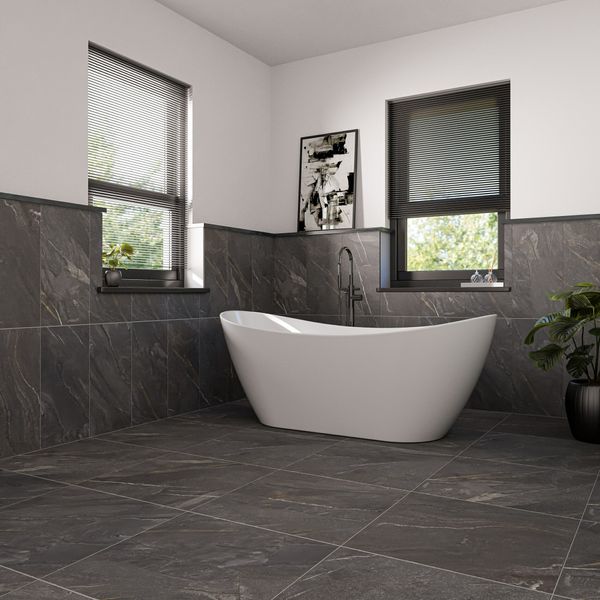 Granby Dark Grey Matt Stone Effect 300x600mm Tiles