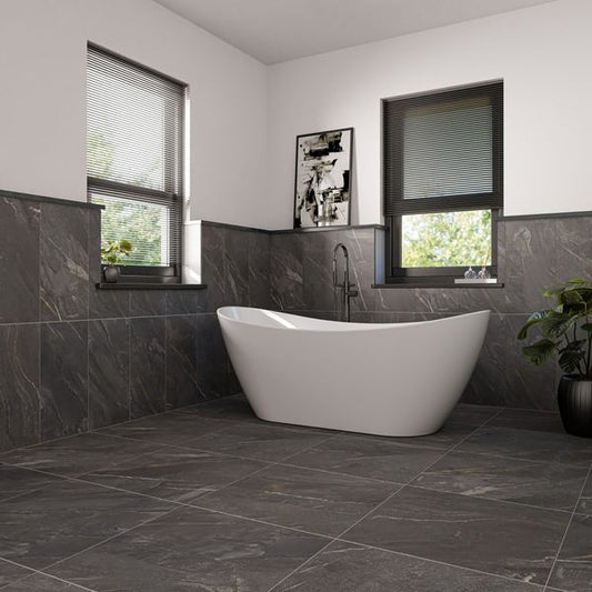 Granby Dark Grey Matt Stone Effect 300x600mm Tiles