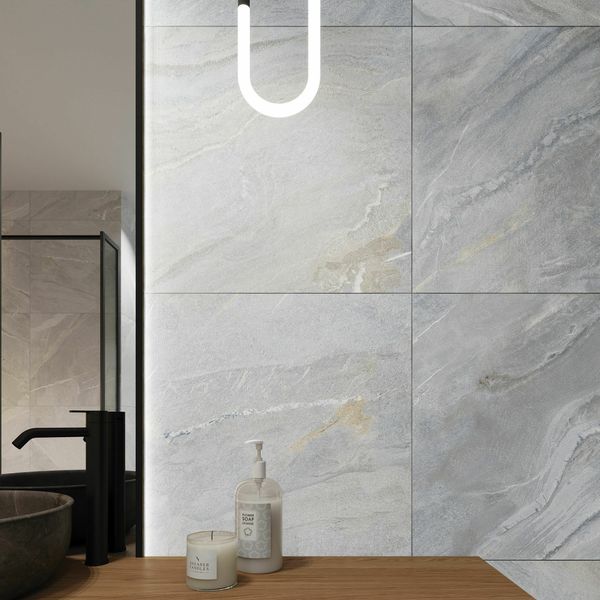 Granby Light Grey Matt Stone Effect 600x600mm Tiles