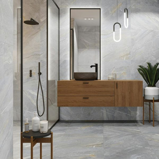 Granby Light Grey Matt Stone Effect 600x600mm Tiles