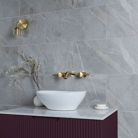 Granby Light Grey Matt Stone Effect 300x600mm Tiles