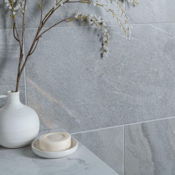 Granby Light Grey Matt Stone Effect 300x600mm Tiles