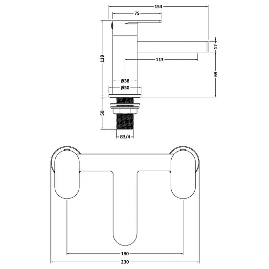 Halstatt Bath Mixer Tap Brushed Brass