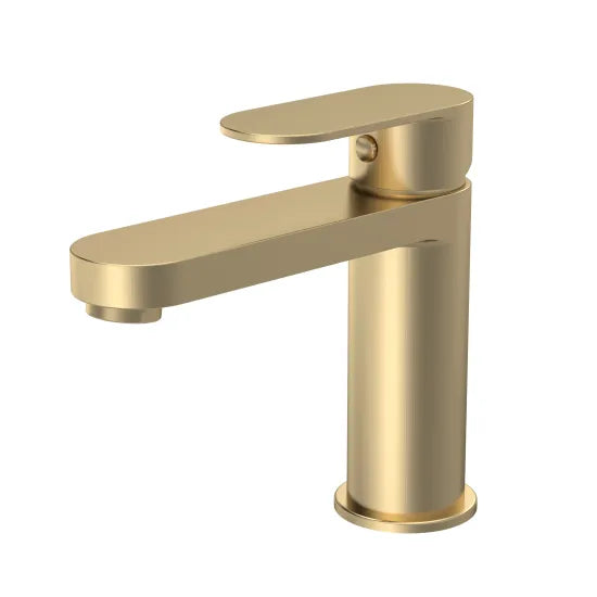 Halstatt Mono Basin Mixer With Push Button Waste Brushed Brass