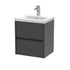 nuie 500mm wall hung 2 drawer unit basin 1hav2202a, Nuie, Wall Hung Vanity Unit, 1