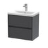 nuie 600mm wall hung 2 drawer unit basin 1hav2204a, Nuie, Wall Hung Vanity Unit, 1