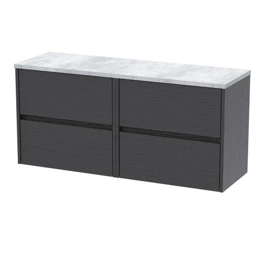 Nuie 1200mm Wall Hung 4-Drawer Unit & Laminate Worktop