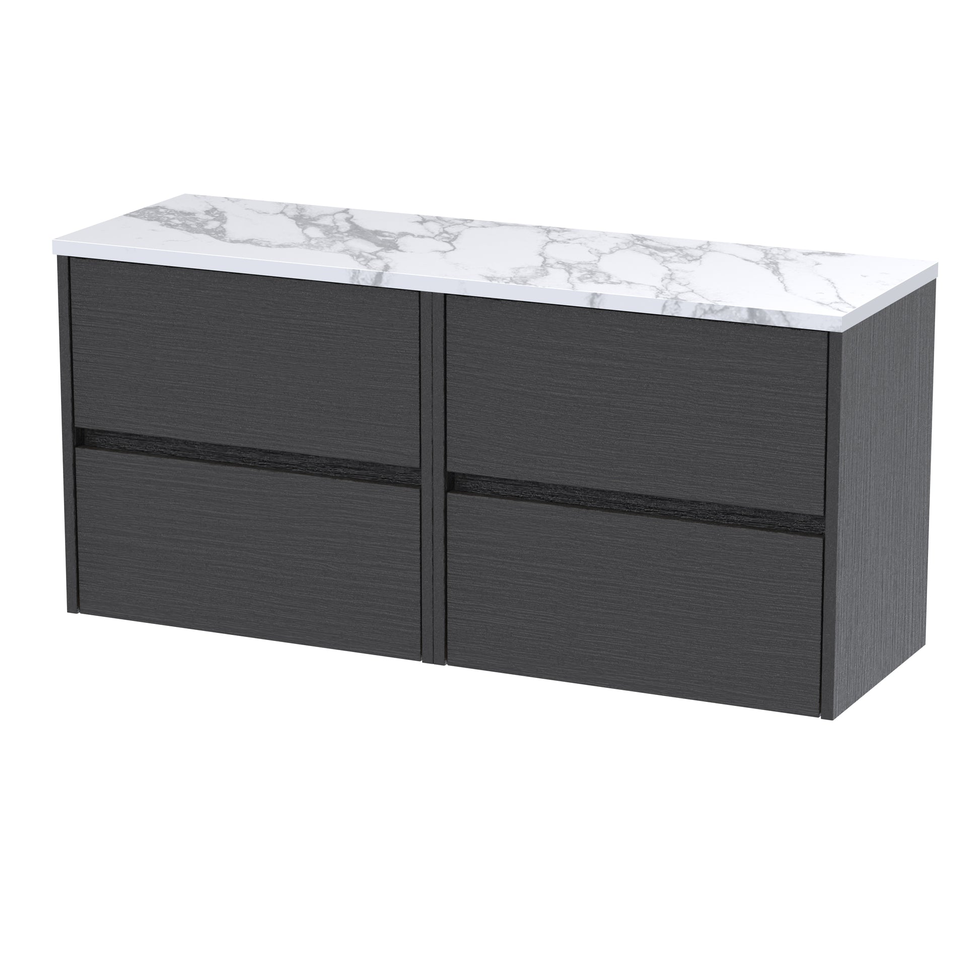 Nuie 1200mm Wall Hung 4-Drawer Unit & Laminate Worktop