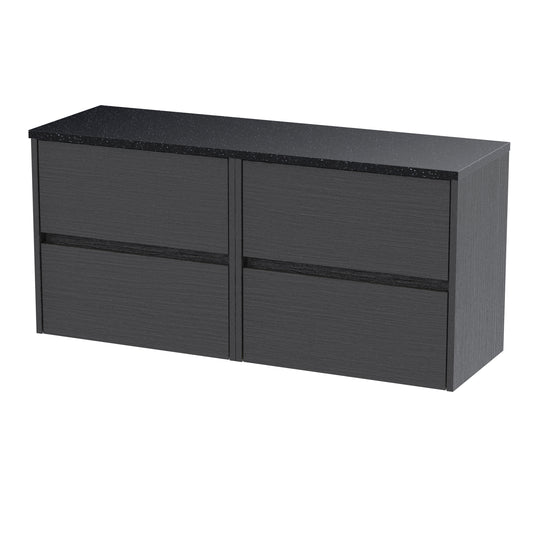 Nuie 1200mm Wall Hung 4-Drawer Unit & Laminate Worktop