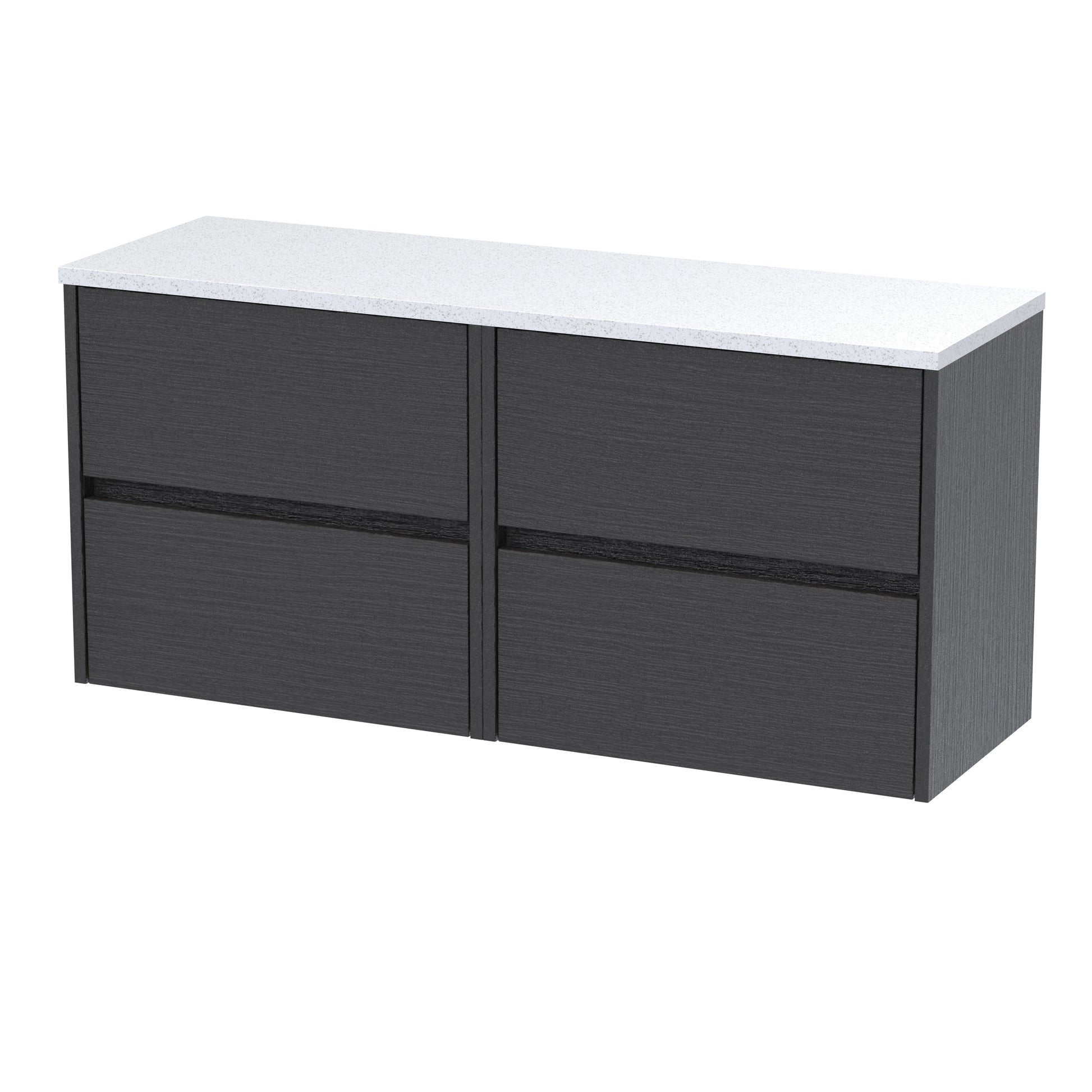 Nuie 1200mm Wall Hung 4-Drawer Unit & Laminate Worktop