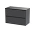 Havana Graphite Grey Woodgrain 800mm Wall Hung 2 Drawer Unit & Worktop