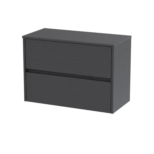Havana Graphite Grey Woodgrain 800mm Wall Hung 2 Drawer Unit & Worktop