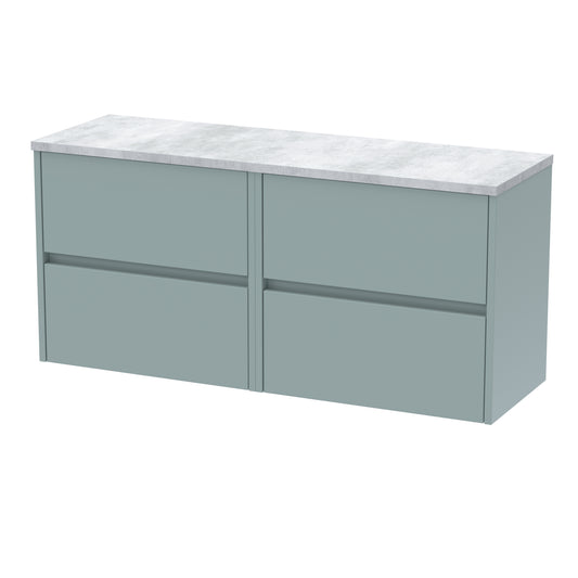 Nuie 1200mm Wall Hung 4-Drawer Unit & Laminate Worktop