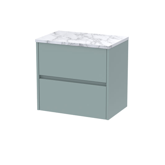 Hudson Reed Havana Coastal Green 600 Wall Hung Unit & Laminate Worktop Matt Carrera