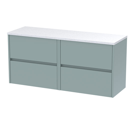 Nuie 1200mm Wall Hung 4-Drawer Unit & Laminate Worktop