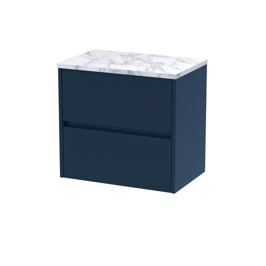 Hudson Reed Havana Midnight Blue 600 Wall Hung Unit & Laminate Worktop Matt Carrera