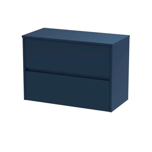 Havana Midnight Blue 800mm Wall Hung 2-Drawer Unit & Worktop