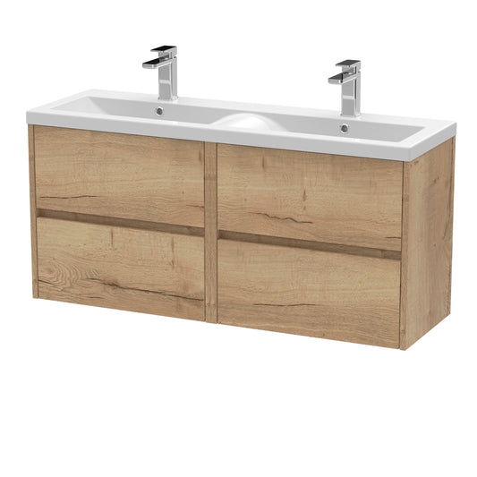 Nuie 1200mm Wall Hung 4 Drawer Unit & Double Basin