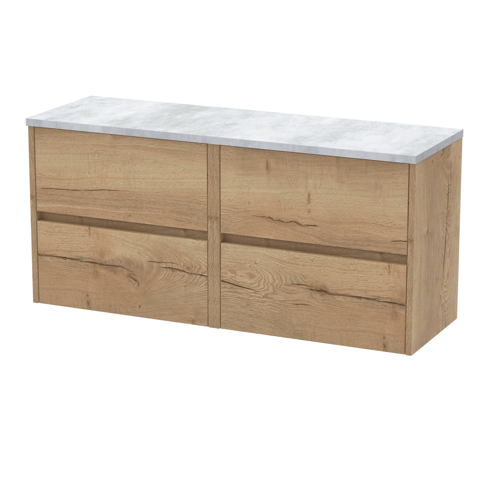 Nuie 1200mm Wall Hung 4-Drawer Unit & Laminate Worktop