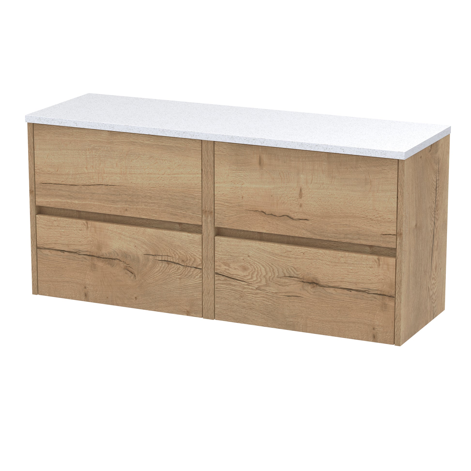 Nuie 1200mm Wall Hung 4-Drawer Unit & Laminate Worktop