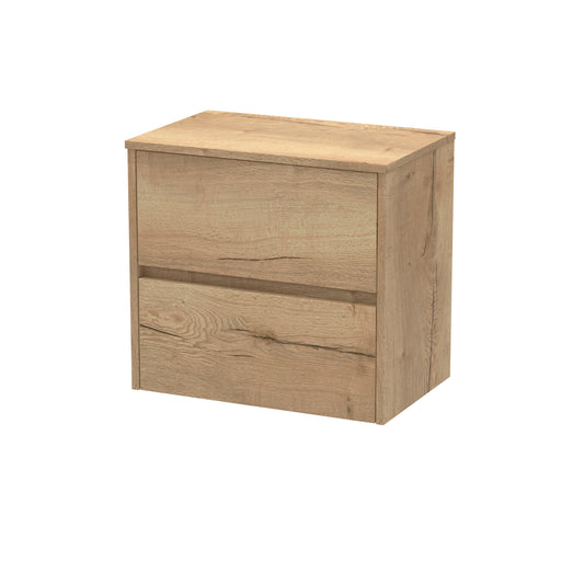 Havana Autumn Oak 600mm Wall Hung 2 Drawer Unit & Worktop