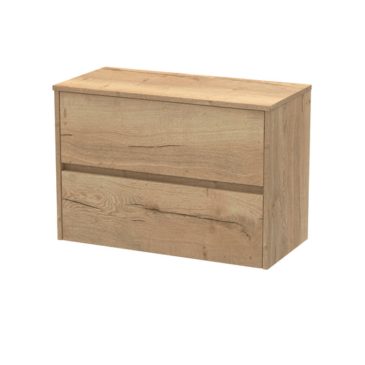 Havana Autumn Oak 800mm Wall Hung 2 Drawer Unit & Worktop