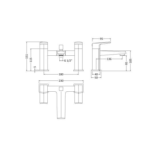 Hardy Bath Mixer Tap with Shower Kit Chrome
