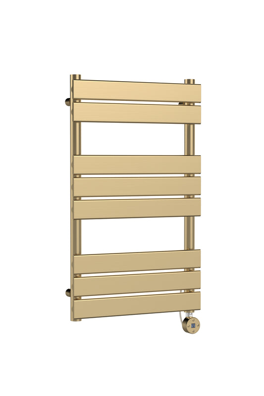 Nuie Electric Square Flat Towel Radiator 840x500mm Brushed Brass