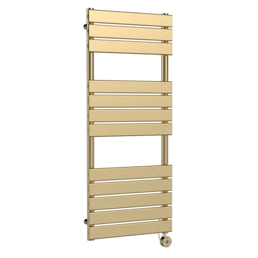 Nuie Electric Square Flat Towel Radiator 1213x500mm Brushed Brass