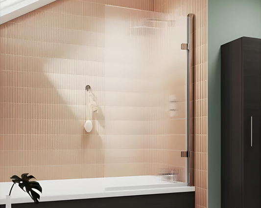 Nuie Square Hinged Fluted Bath Screen - 8mm