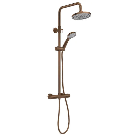 Nuie Round Thermostatic Bar Valve Shower & Kit - Brushed Bronze