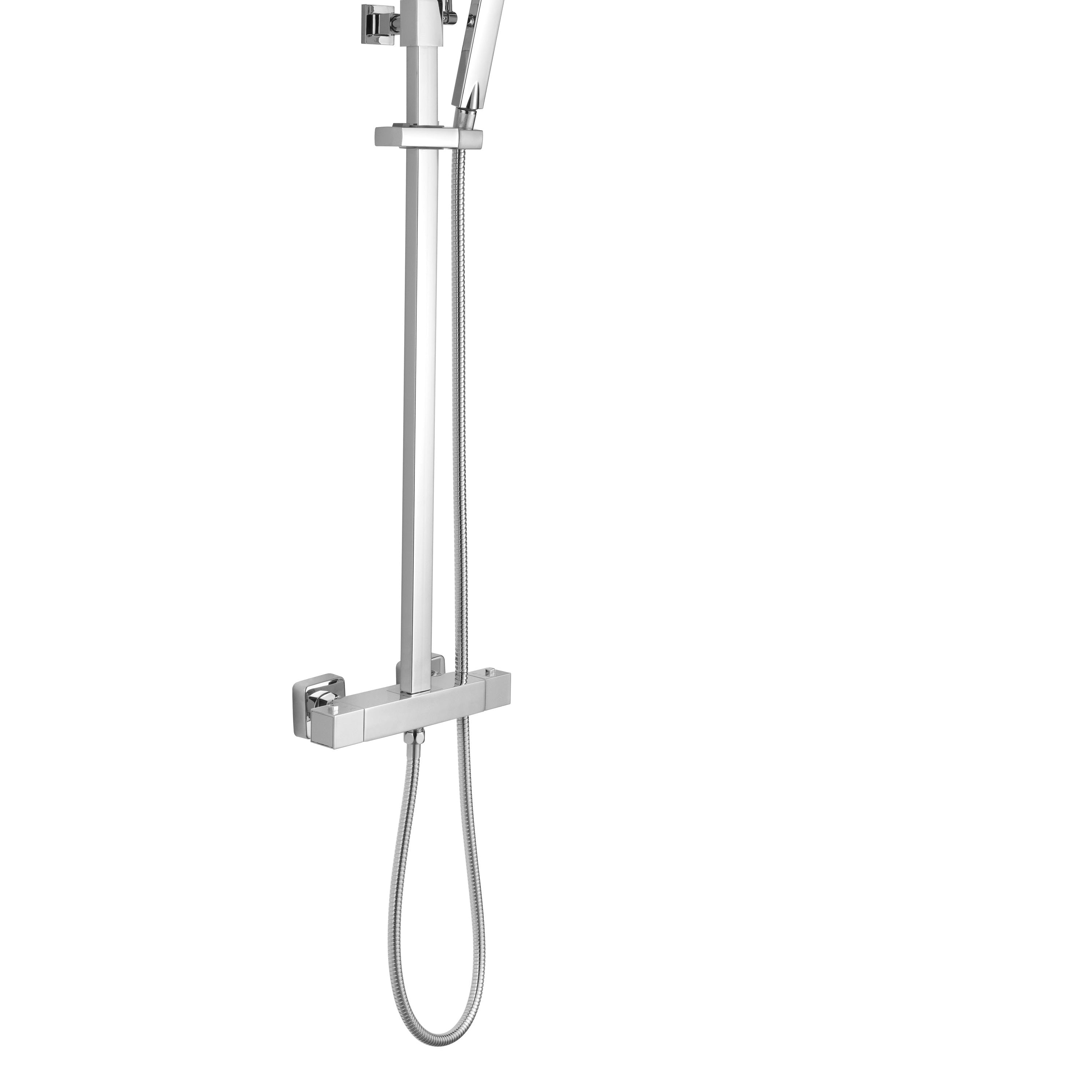 Nuie Square Thermostatic Bar Shower With Kit - Chrome