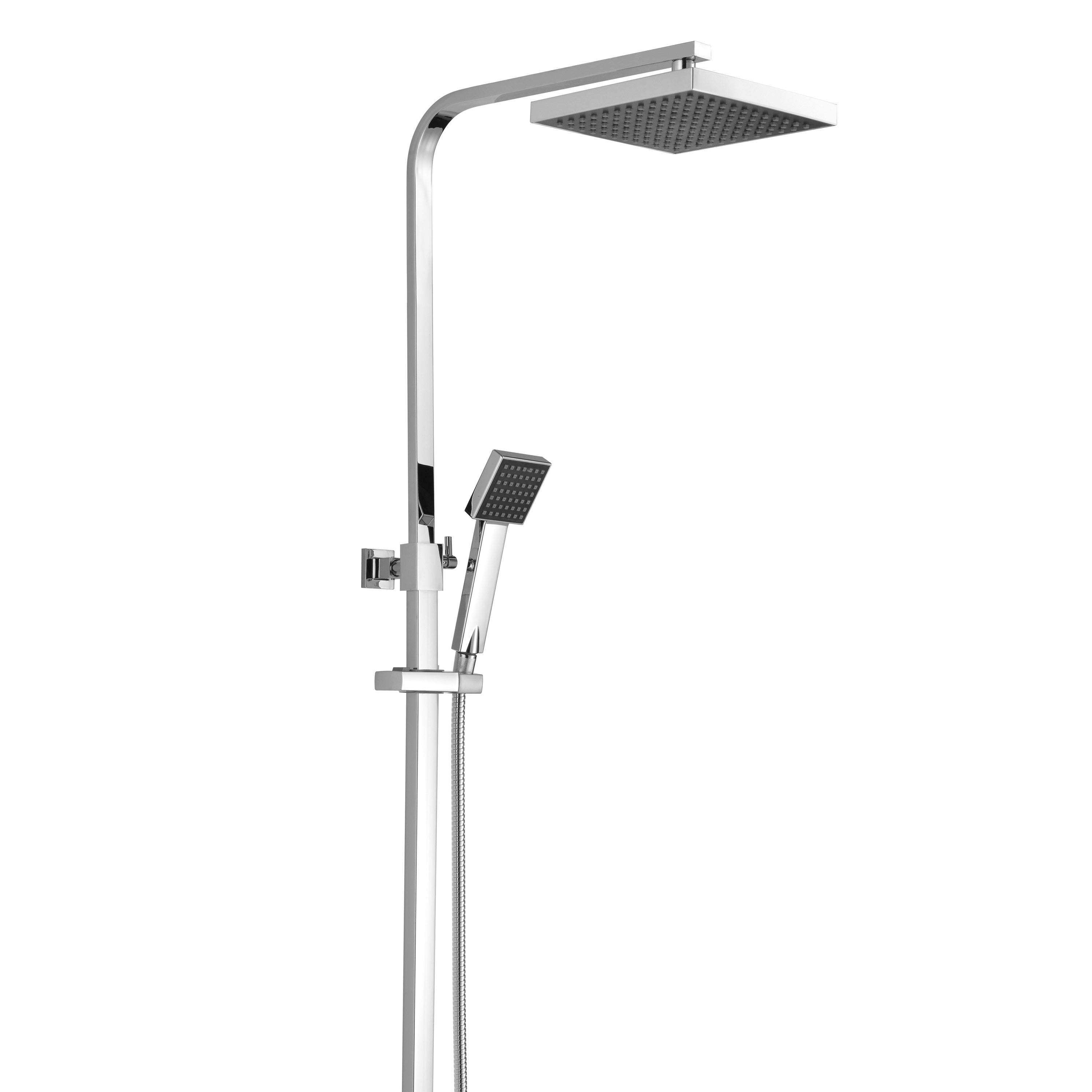 Nuie Square Thermostatic Bar Shower With Kit - Chrome