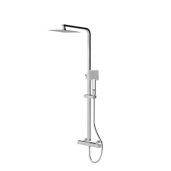 Nuie Choice Square Bar Valve Shower & Rigid Riser Kit - Chrome