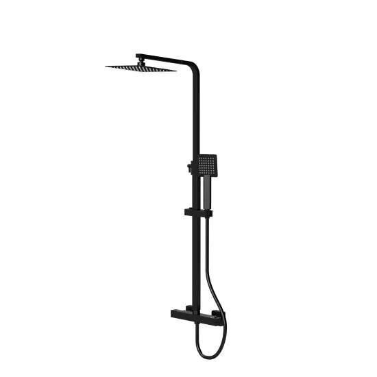 Nuie Choice Square Bar Valve Shower & Rigid Riser Kit - Matt Black