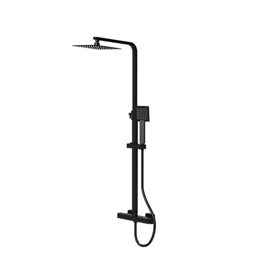 Nuie Choice Square Bar Valve Shower & Rigid Riser Kit - Matt Black