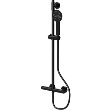 Nuie Choice Round Bar Valve Shower & Rigid Riser Kit - Matt Black