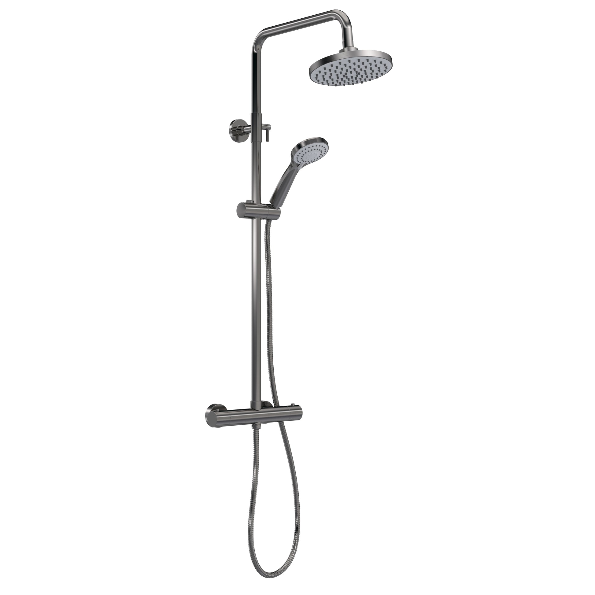 Nuie Round Thermostatic Bar Valve & Shower Kit - Brushed Pewter