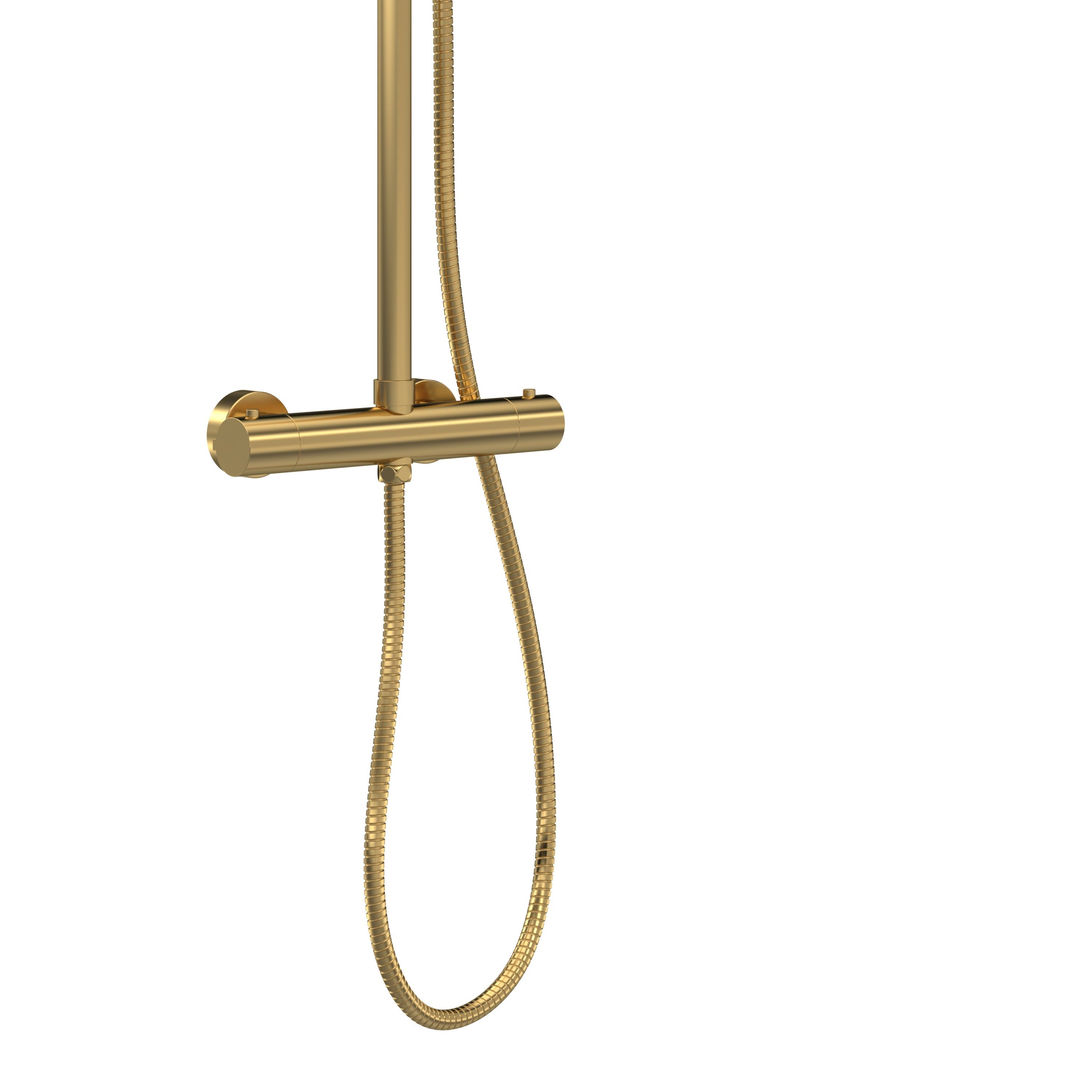 Nuie Round Thermostatic Bar Valve & Shower Kit - Brushed Brass