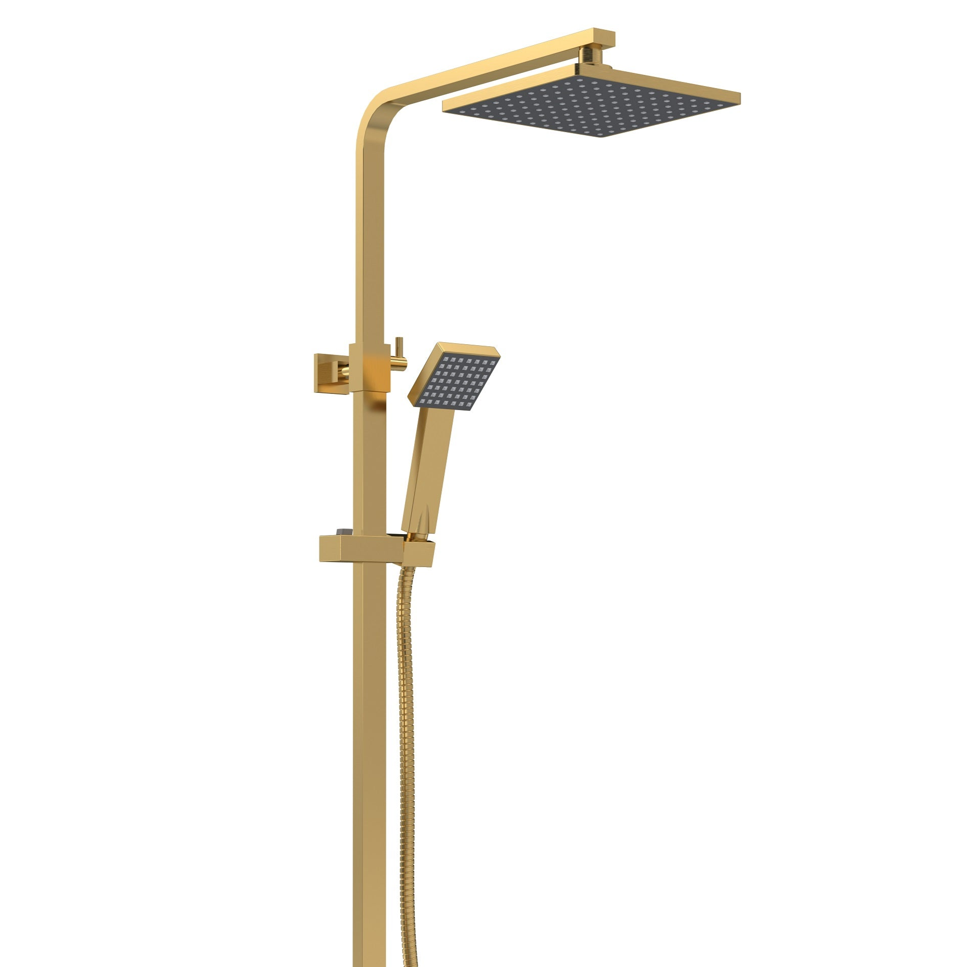 Nuie Square Thermostatic Bar Valve & Shower Kit - Brushed Brass